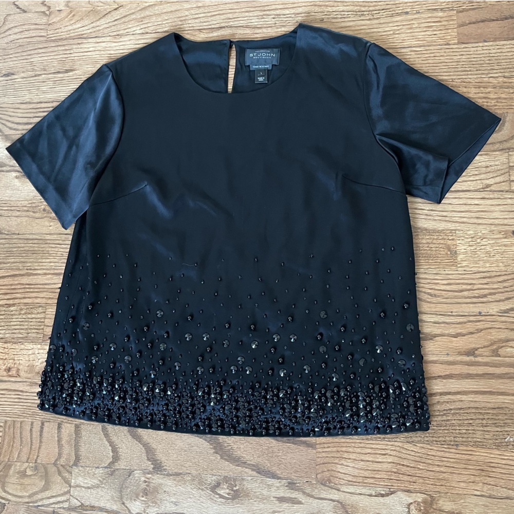 St. John Beaded Silk Top